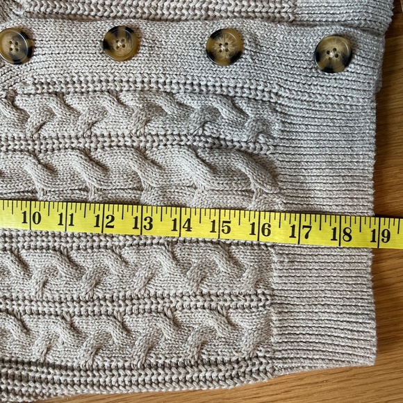 Joie Oatmeal Cable Knit Cotton Blend Button Up Cropped Cardigan - Picture 9 of 9